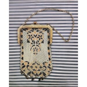 Vintage Whiting & Davis Enamel Mesh Purse Art Deco Painted Flapper Bag As Is